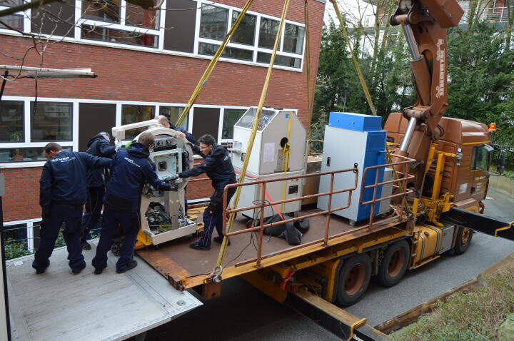 Impressions of our move to the Multiscale Imaging Centre in March of 2023: Our small animal SPECT-CT, PET, and photoacoustic tomograph on the way to the new building.