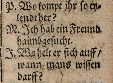 Beispiel Sprachlehrwerk: Johannes Angelus von Sumaran: Das Newe Sprachbuch, München 1620/1621 (Digitalisat Bayerische Staatsbibliothek: https://www.digitale-sammlungen.de/de/view/bsb11281230?page=416,417)