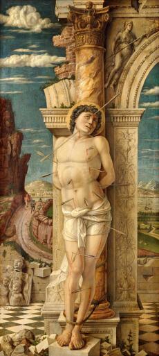 Andrea Mantegna  (1430/31-1506), Hl. Sebastian, um 1457/59, 68 cm x 30 cm.