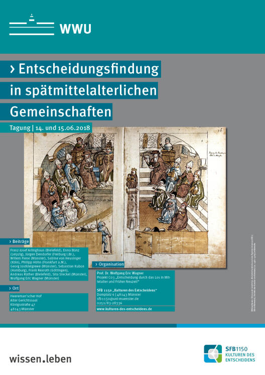 Plakat der Tagung "Entscheidungsfindung in spätmittelalterlichen Gemeinschaften"