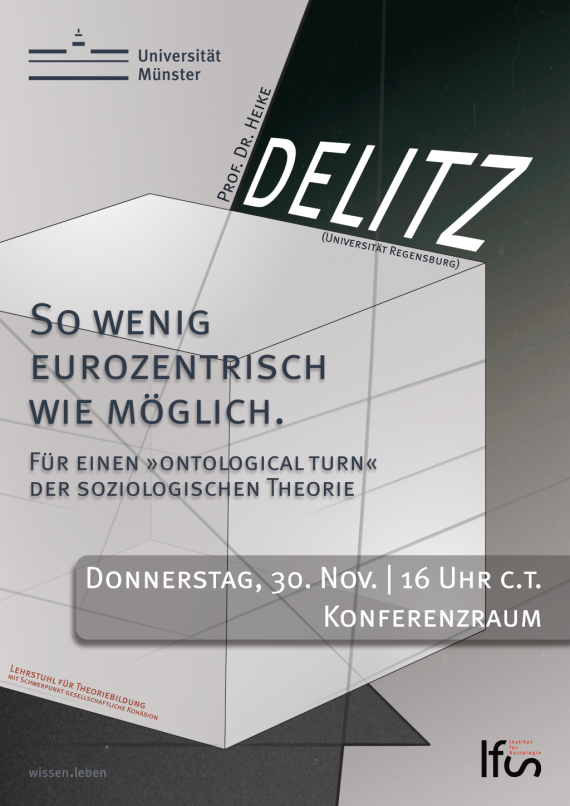 Poster guest lecture Delitz on November 30 at 4 p.m.