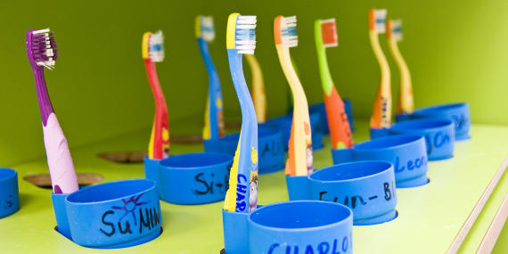 Toothbrushes at childcare