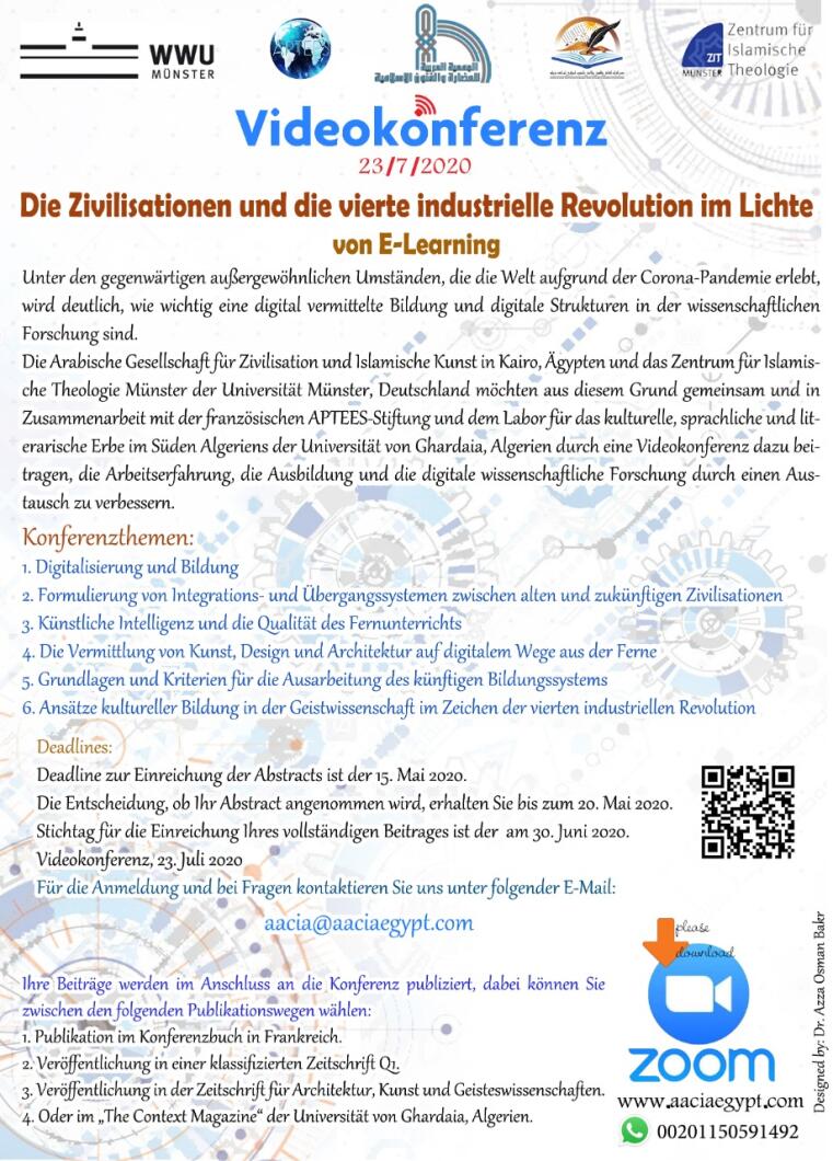 Text des Call for Papers zur Videokonferenz „Die Zivilisationen und die vierte industrielle Revolution im Lichte von E-Learning“